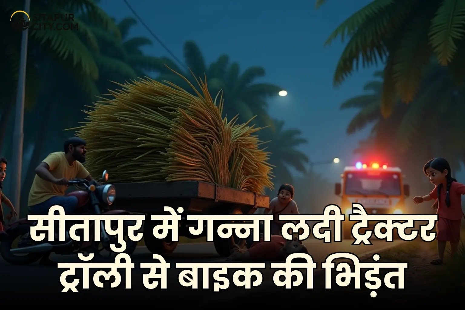 bike accident with tractor trolley in sitapur