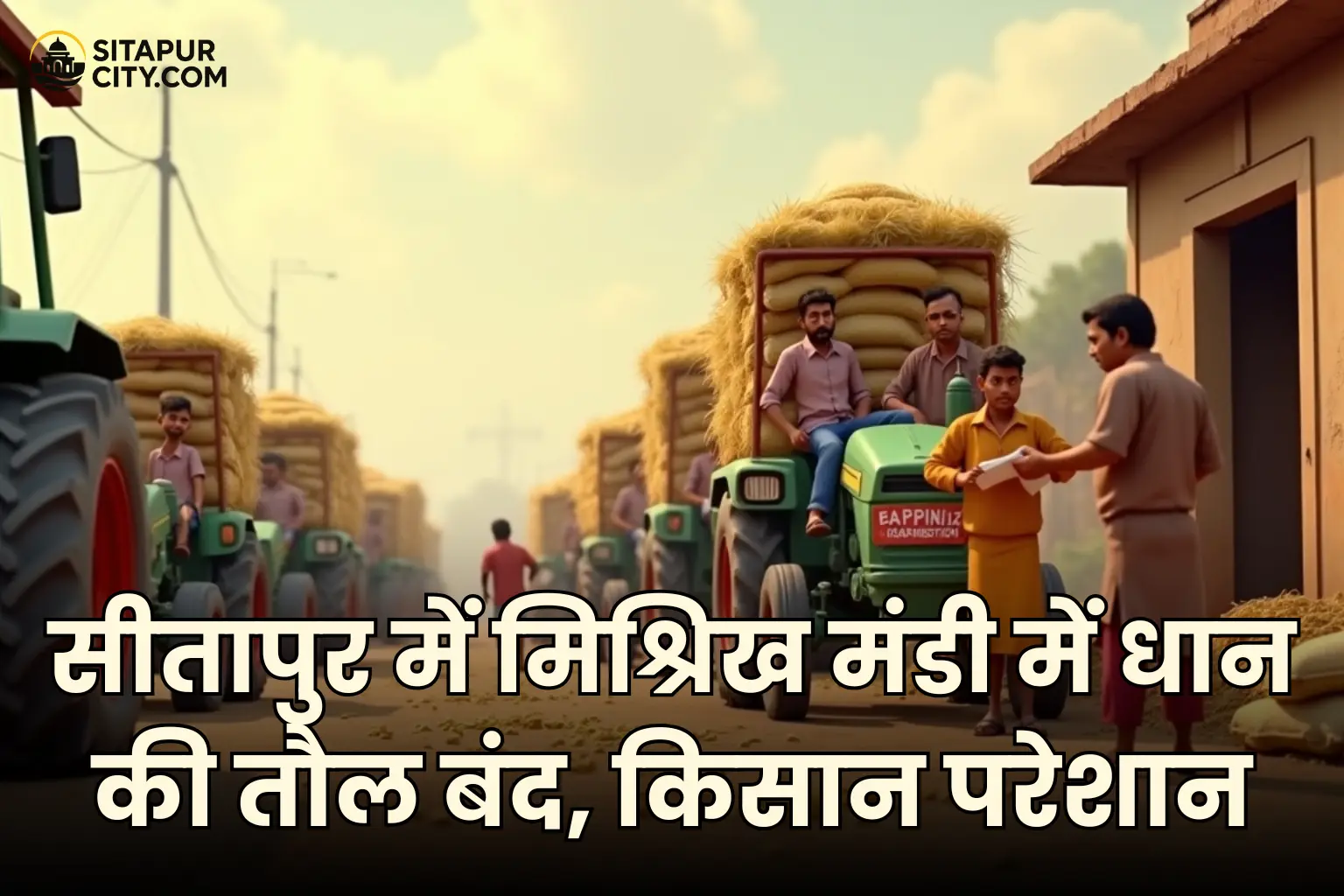 paddy weighing stopped in misrikh mandi