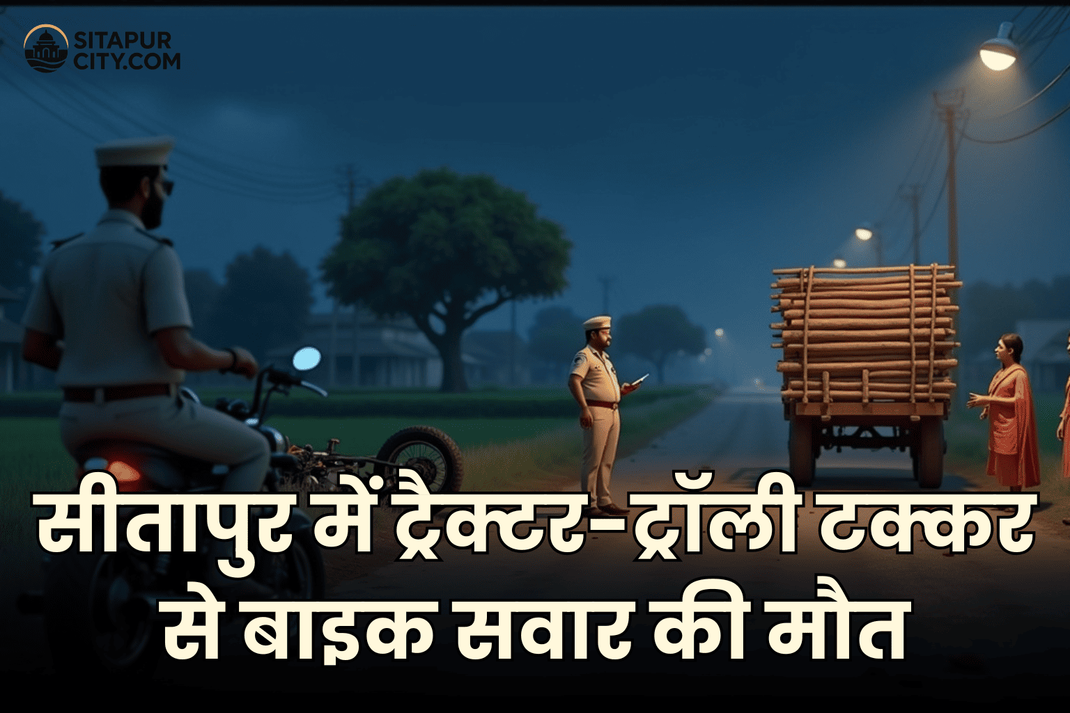 sitapur bike accident tractor trolley