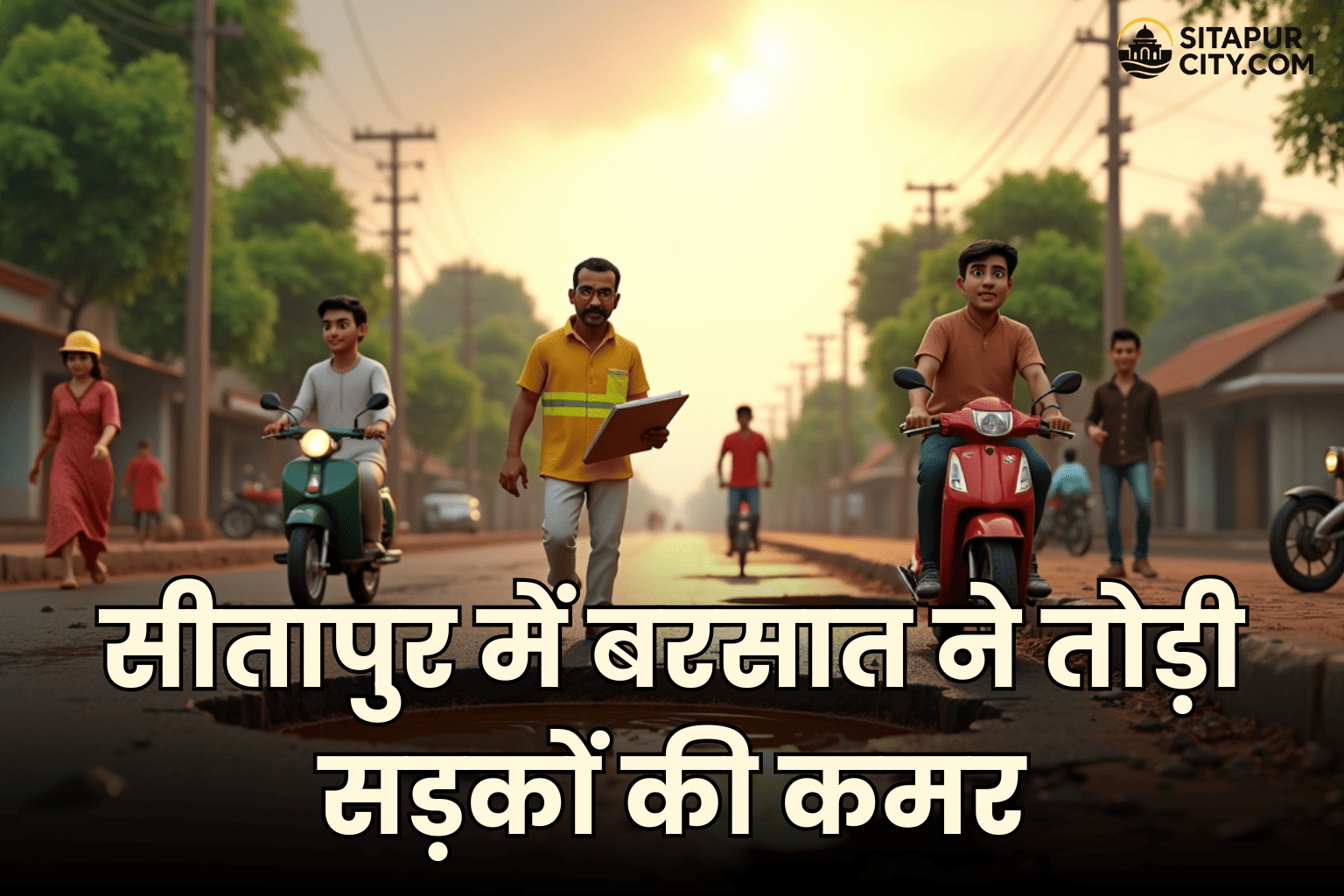 sitapur damaged roads monsoon