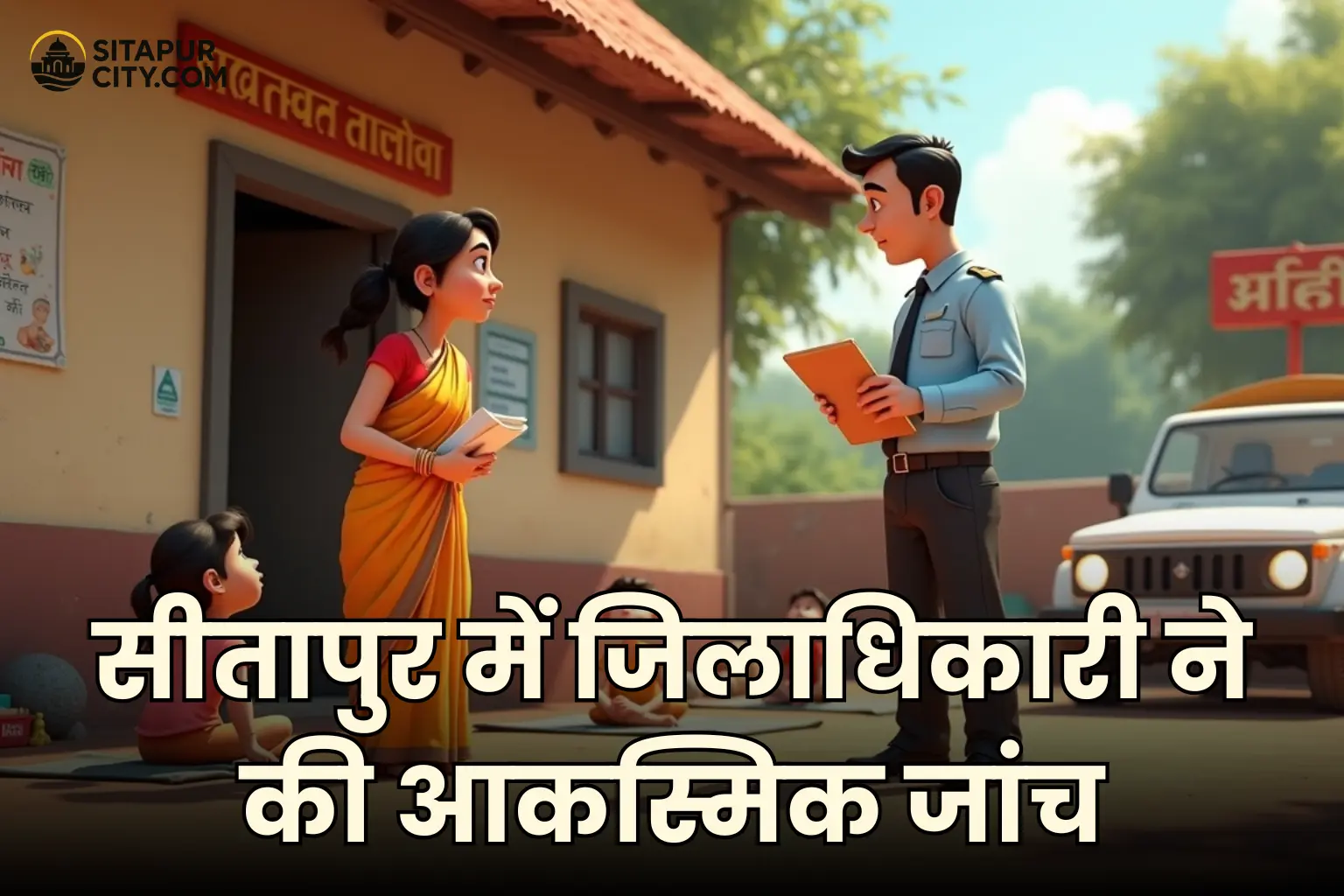 sitapur dm inspection action anganwadi teacher