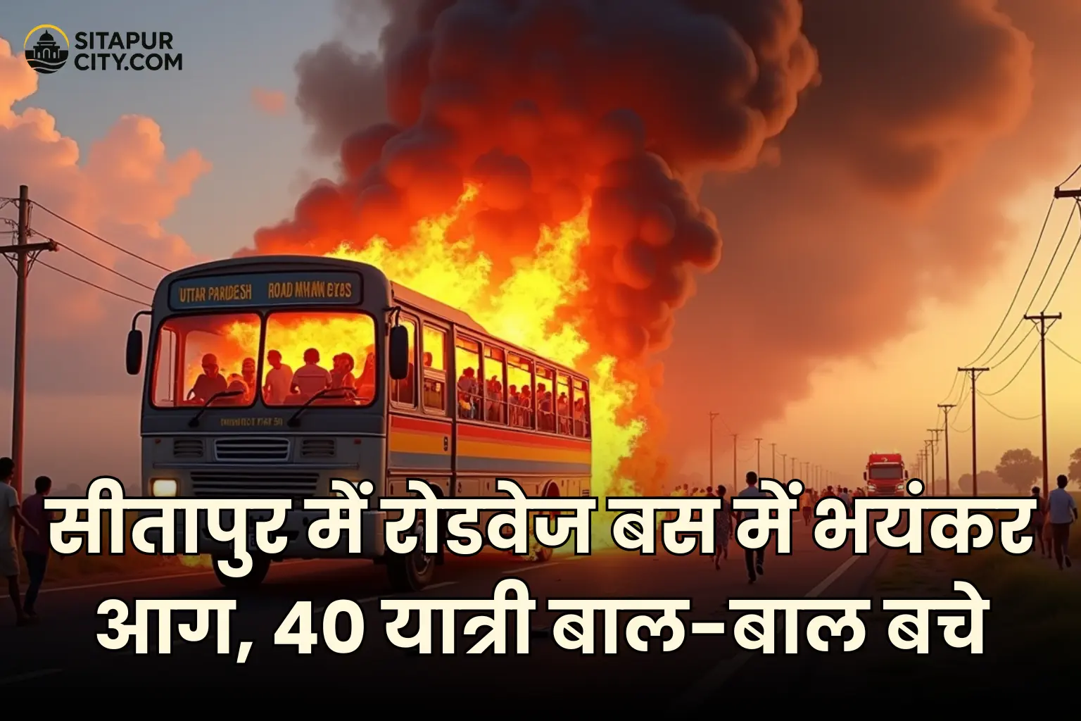 sitapur roadways bus fire accident