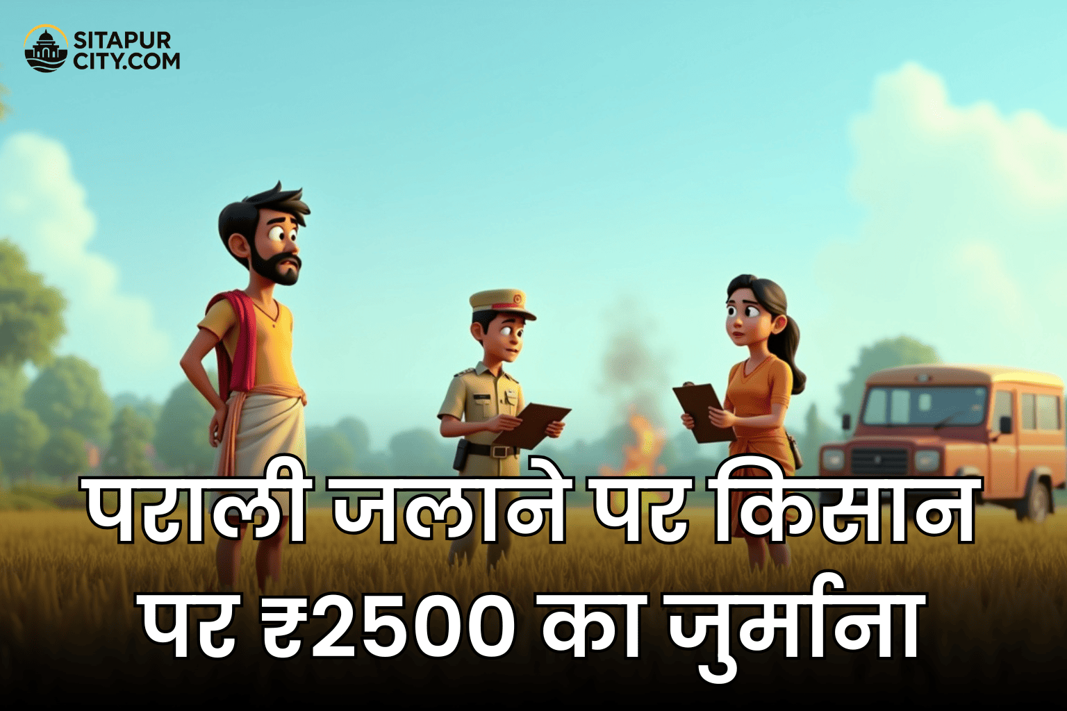 sitapur stubble burning fine