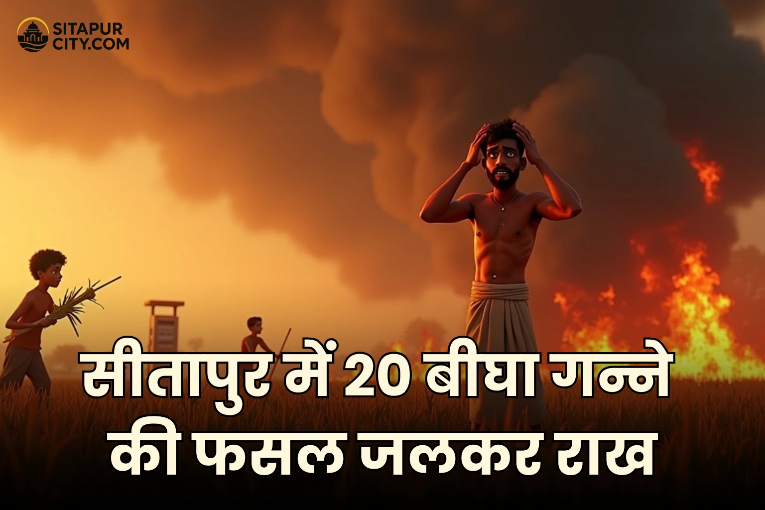 sitapur sugarcane farm fire